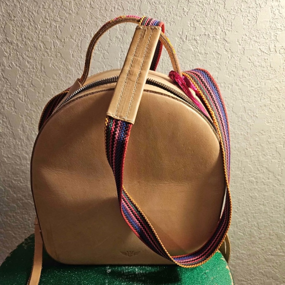 Diego Leather Women's Backpack with Multicolor Strap